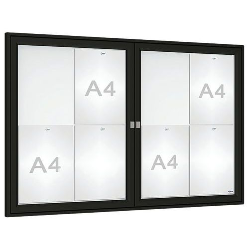 Procity - Vitrine Tradition Murale 75x120 cm Noir - 8 Feuilles A4 Magnétique Extérieur - Aluminium Plexiglas
