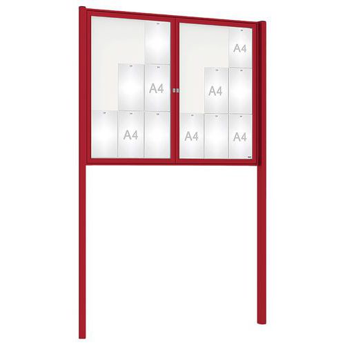 Procity - Vitrine Tradition Extérieure 105x140cm Rouge Foncé Magnétique 18 Feuilles A4 Aluminium Plexiglas