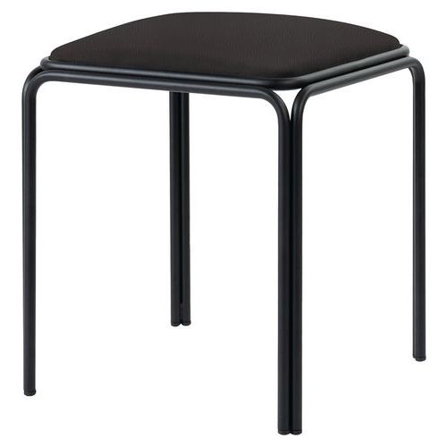 Tabourets Bas Bistrot Assise Simili-cuir Noir