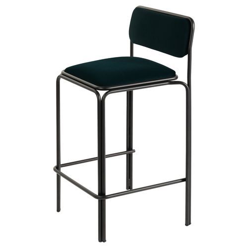 Tabourets Hauts Bistrot Assise Velours Noir