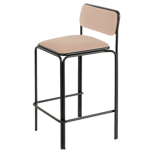 Tabourets Hauts Bistrot Assise Simili-cuir Ivoire