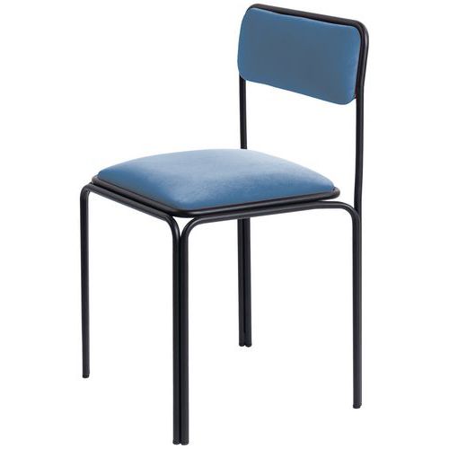 Chaises Bistrot Assise Velours Bleu