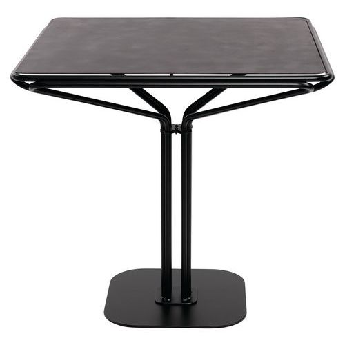 Table Pause Carrée 80x80 Plateau Métal Noir