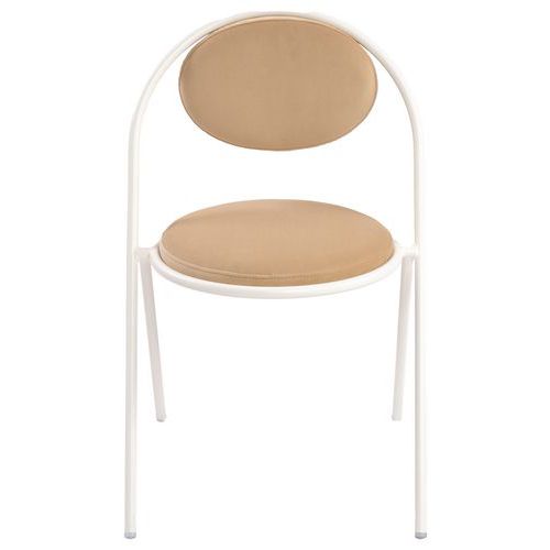 Chaises Sat Structure Blanc Assise Velours Ivoire