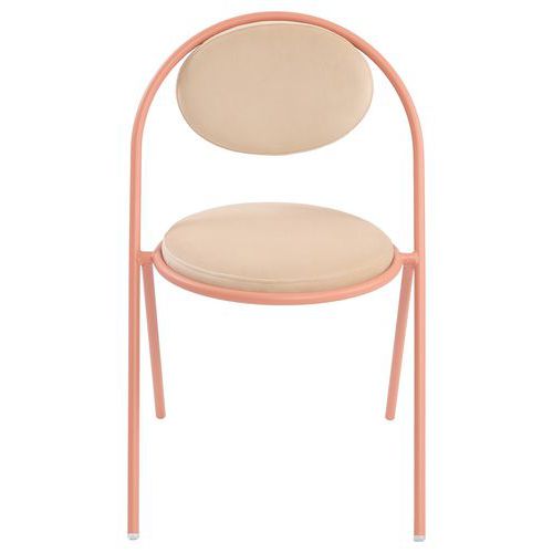 Chaises Sat Structure Rose Assise Velours Ivoire