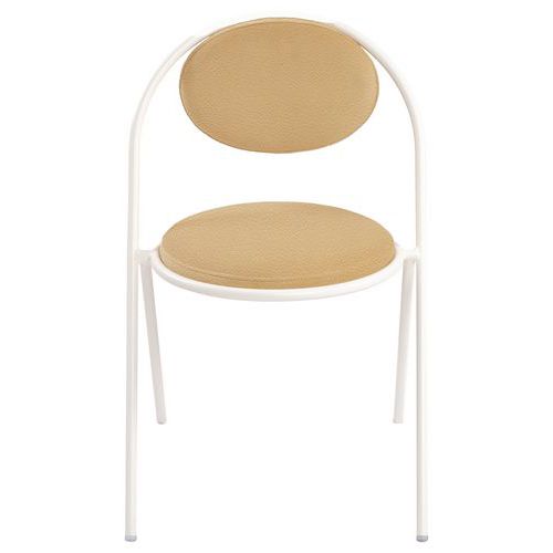 Chaises Sat Structure Blanc Assise Simili-cuir Ivoire