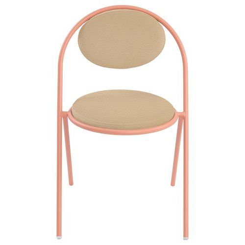 Chaises Sat Structure Rose Assise Simili-cuir Ivoire