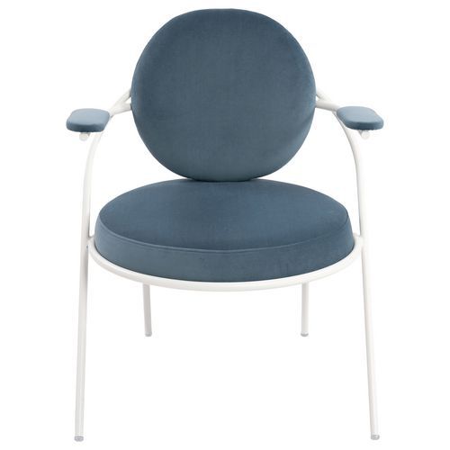Fauteuils Sat Structure Blanc Assise Velours Bleu