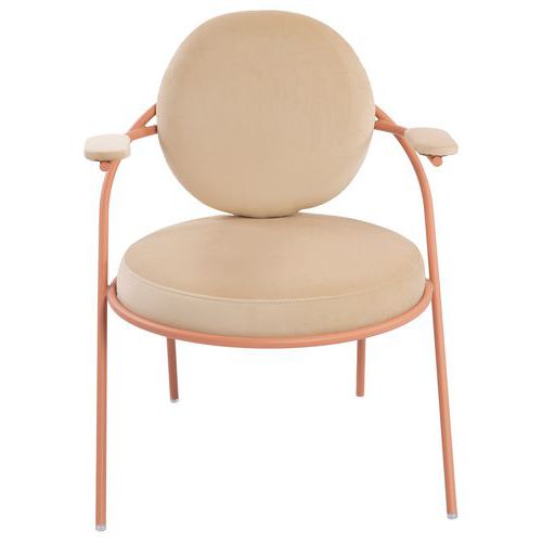 Fauteuils Sat Structure Rose Assise Velours Ivoire