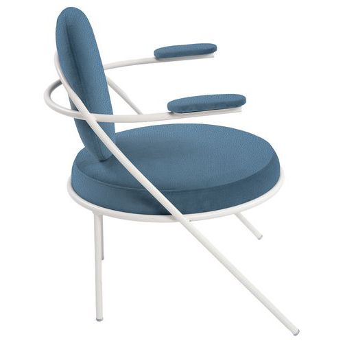 Fauteuils Sat Structure Blanc Assise Simili-cuir Bleu