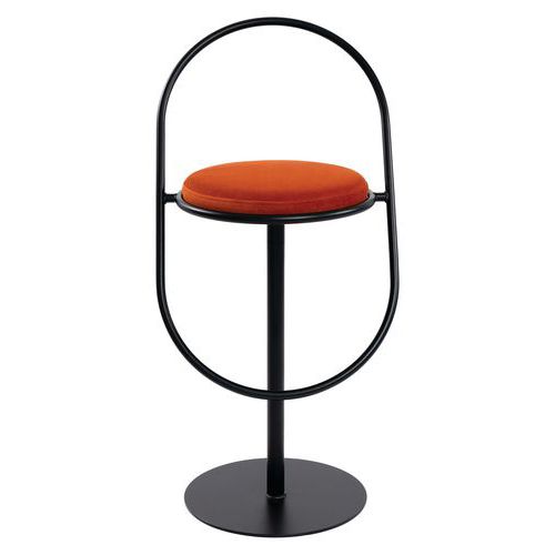 Tabouret Haut Sat Structure Noir Assise Velours Rouille