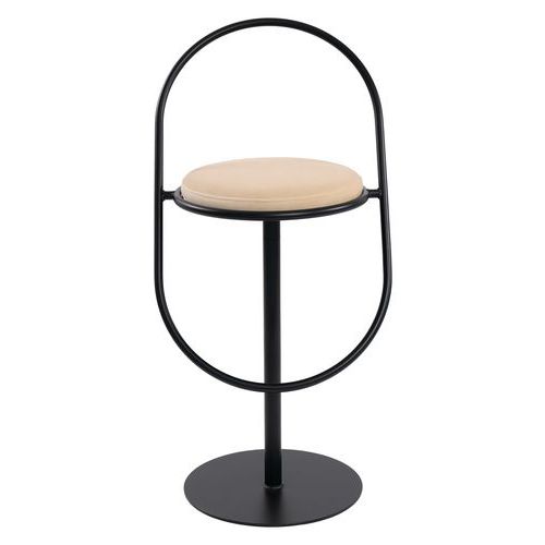 Tabouret Haut Sat Structure Blanc Assise Velours Ivoire