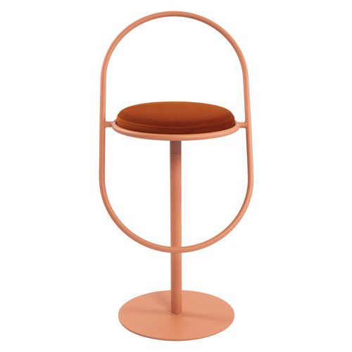 Tabouret Haut Sat Structure Rose Assise Velours Rouille