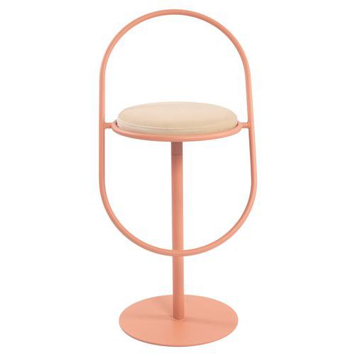 Tabouret Haut Sat Structure Rose Assise Velours Ivoire