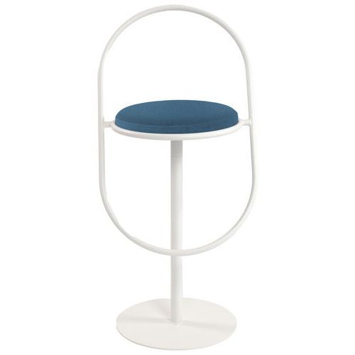 Tabouret Haut Sat Structure Blanc Assise Simili-cuir Bleu