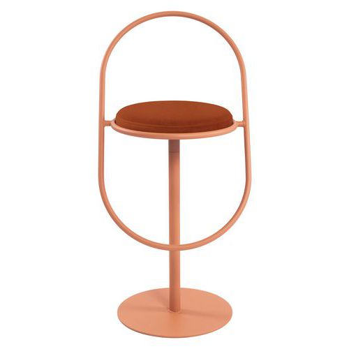 Tabouret Haut Sat Structure Rose Assise Simili-cuir Rouille