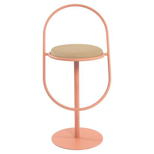 Tabouret Haut Sat Structure Rose Assise Simili-cuir Ivoire