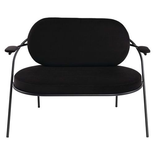 Canapé Sat 2 Pl. Structure Noir Assise Velours Noir