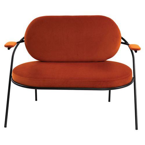 Canapé Sat 2 Pl. Structure Noir Assise Velours Rouille