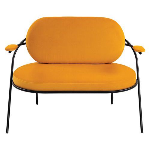 Canapé Sat 2 Pl. Structure Noir Assise Velours Safran