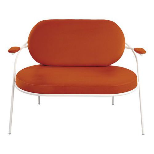 Canapé Sat 2 Pl. Structure Blanc Assise Velours Rouille