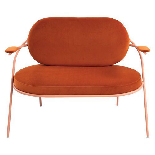 Canapé Sat 2 Pl. Structure Rose Assise Velours Rouille