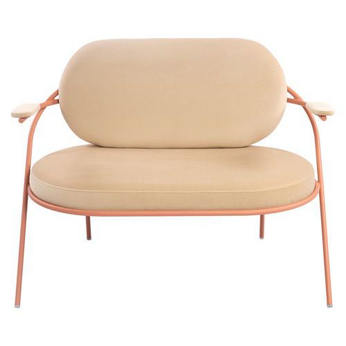 Canapé Sat 2 Pl. Structure Rose Assise Velours Ivoire