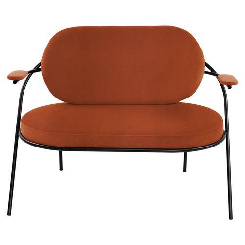 Canapé Sat 2 Pl. Structure Noir Assise Simili-cuir Rouille