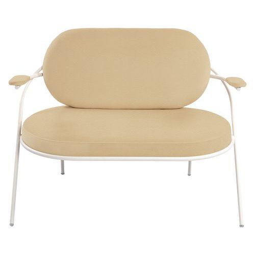 Canapé Sat 2 Pl. Structure Blanc Assise Simili-cuir Ivoire