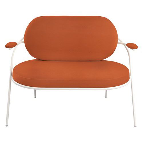 Canapé Sat 2 Pl. Structure Blanc Assise Simili-cuir Rouille