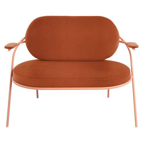 Canapé Sat 2 Pl. Structure Rose Assise Simili-cuir Rouille