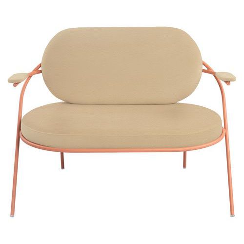 Canapé Sat 2 Pl. Structure Rose Assise Simili-cuir Ivoire