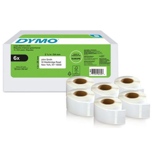 Dymo 6 Ã‰tiquette Retour Autocollante 6 Rouleaux Labelwriter - DymoÂ®