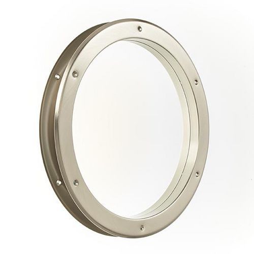 Mottez - Hublot de porte rond métal nickelé mat - Grand modèle 38.5 cm - Acier Argent - Cloison sanitaire