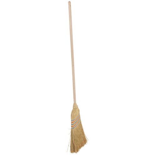 Balai Paille De Riz Sorgho 5 Fils – Manche En Hêtre – Brosserie Thomas – Neuf