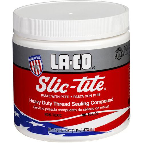 LA-CO - Pâte d'étanchéité Slic Tite Paste PTFE - 473 mL - Blanc - Résiste jusqu'à 260°C