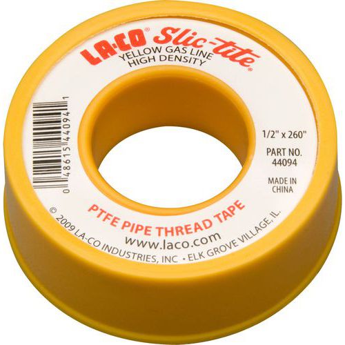 LA-CO - Ruban d'étanchéité Slic Tite Tape Haute Densité Jaune 127mm x 6600mm - Résistant aux Températures Extrêmes - Idéal Plomberie