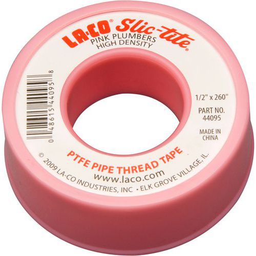 LA-CO - Ruban d'étanchéité Slic Tite Tape Haute Densité 127mm x 6.6m Rose - Résistant -268°C à 288°C