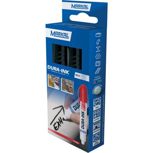 Marqueur à Encre Pointe Ronde Dura-ink 60 Kit -3 Noir