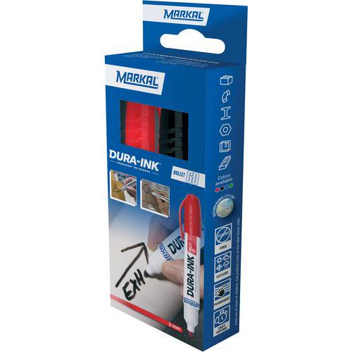 Marqueur à Encre Pointe Ronde Dura-ink 60 Kit-1 Noir 1 Rouge