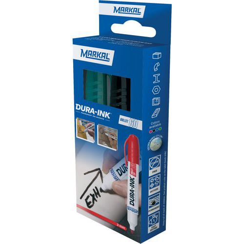 Marqueur à Encre Pointe Ronde Dura-ink 60 Kit - 2 Noir