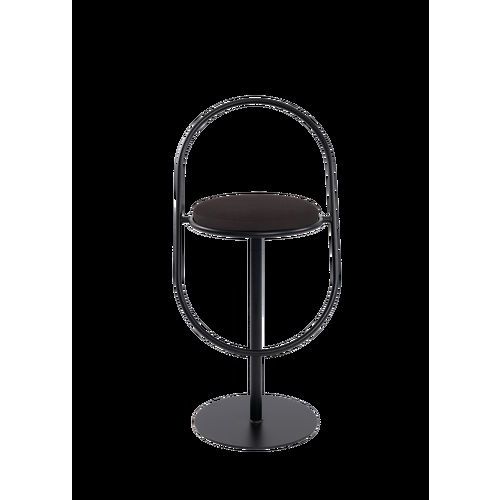 Tabouret Haut Sat Structure Noir Assise Simili-cuir Noir