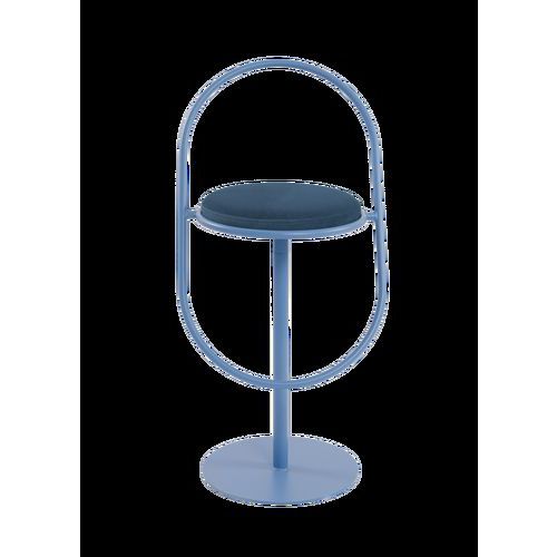 Tabouret Haut Sat Structure Bleue Assise Simili-cuir Bleu