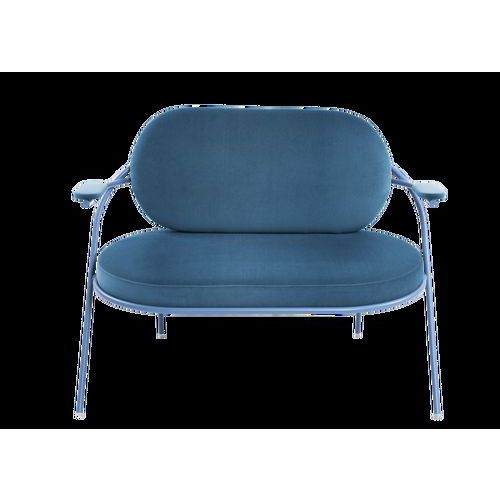 Canapé Sat 2 Pl. Structure Bleue Assise Simili-cuir Bleu