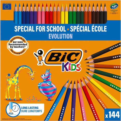 Classpack 144 crayons BIC KIDS Evolution Ecolutions, 12 couleurs, 12 crayons par couleur thumbnail image 1