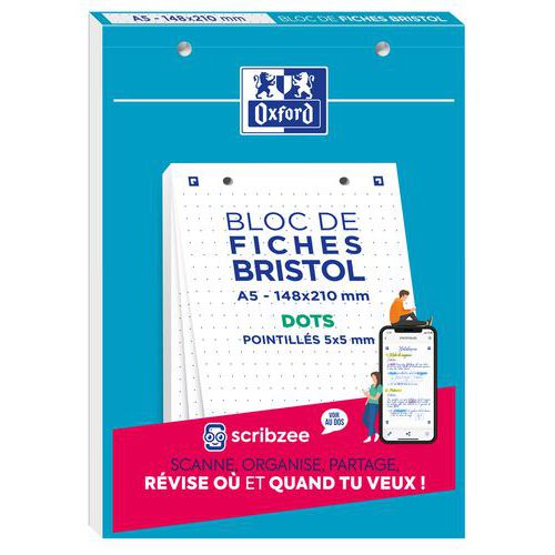 Bloc Bristol Oxford 148x210 30 Fiches Perforees Point Blanc