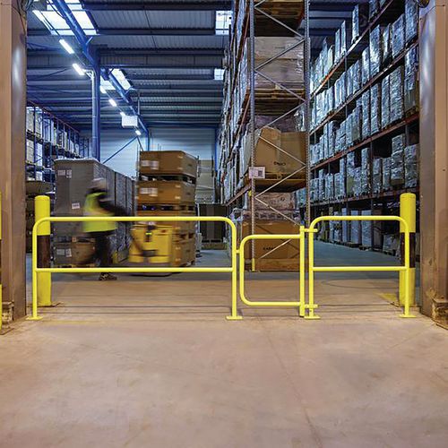 Mottez - Portillon Barrière de Protection Modulaire - Acier Jaune RAL 1018 - 70cm Ouverture - Intérieur/Extérieur - Fixation à Visser