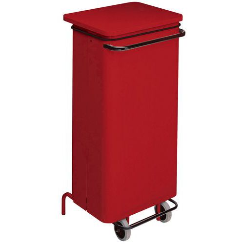 Conteneur Mobile à Pédale Avec Frontale Amovible Rouge 110l