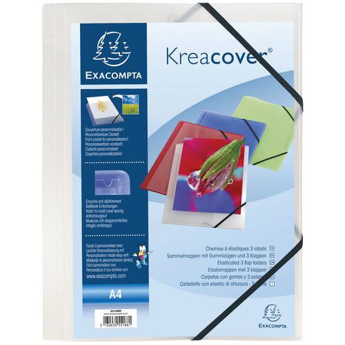 Chemise à lastiques 3 Rabats KreacoverÂ® - A4 Transparent