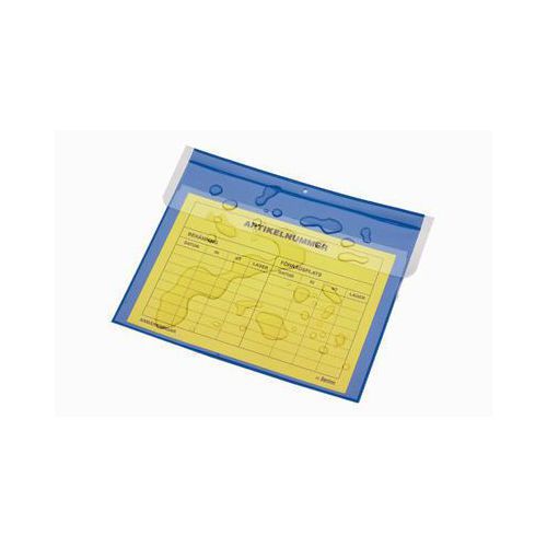 Pochette plastique A5 usage extérieur lot 100 pcs bleu transparent 235x185mm PET